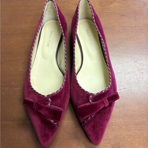 Sarah Flint Burgundy Velvet Flats